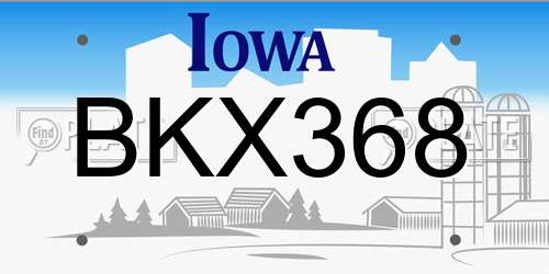 BKX368 Iowa License Plate