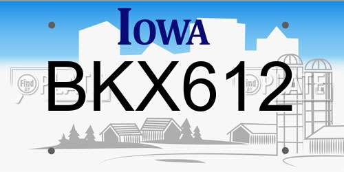 BKX612 Iowa License Plate