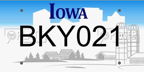 BKY021 Iowa License Plate
