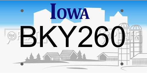 BKY260 Iowa License Plate