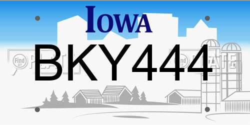BKY444 Iowa License Plate
