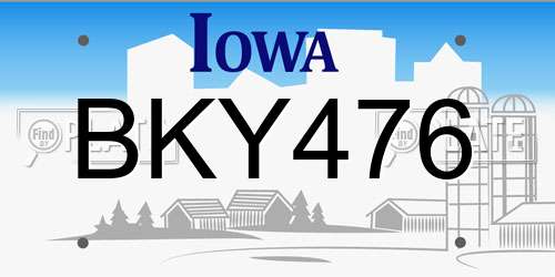 BKY476 Iowa License Plate