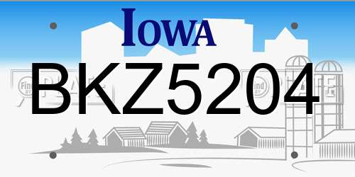 BKZ5204 Iowa License Plate