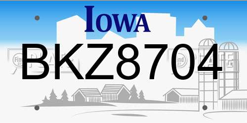 BKZ8704 Iowa License Plate