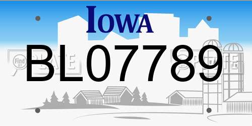 BL07789 Iowa License Plate