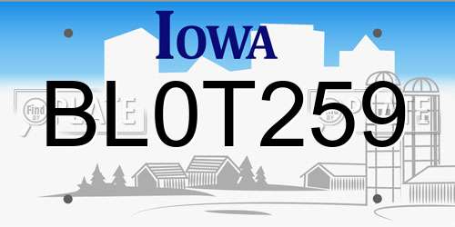 BL0T259 Iowa License Plate