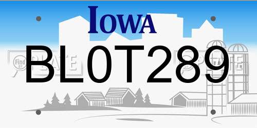BL0T289 Iowa License Plate
