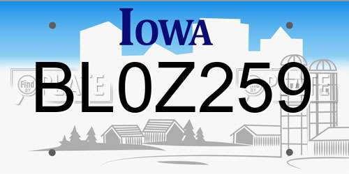 BL0Z259 Iowa License Plate