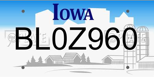 BL0Z960 Iowa License Plate