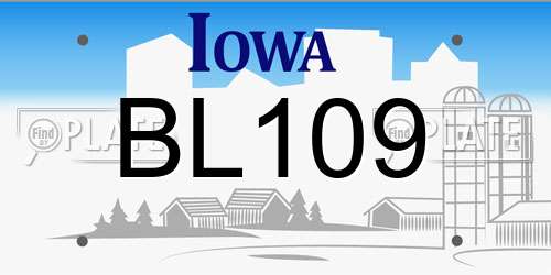 BL109 Iowa License Plate