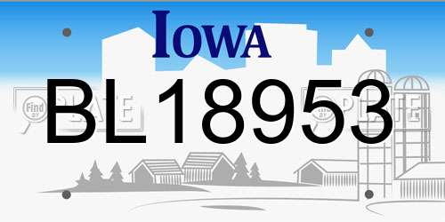 BL18953 Iowa License Plate