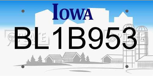 BL1B953 Iowa License Plate