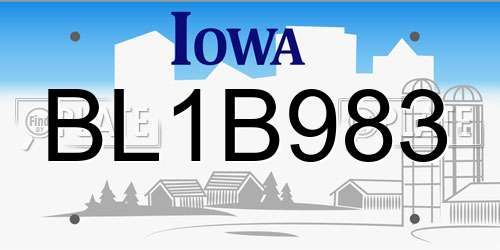 BL1B983 Iowa License Plate