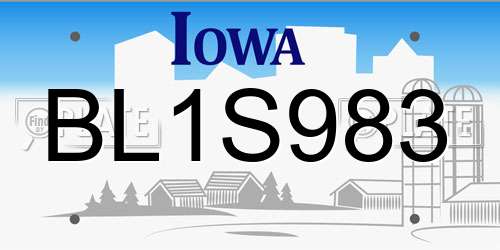BL1S983 Iowa License Plate
