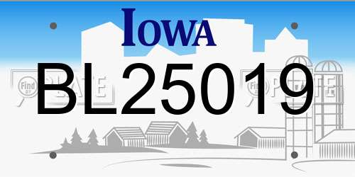 BL25019 Iowa License Plate