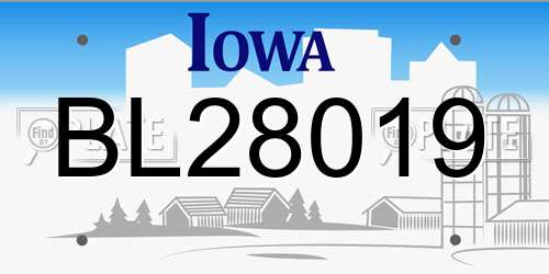 BL28019 Iowa License Plate