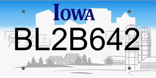 BL2B642 Iowa License Plate
