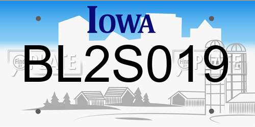 BL2S019 Iowa License Plate