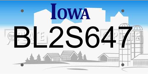 BL2S647 Iowa License Plate