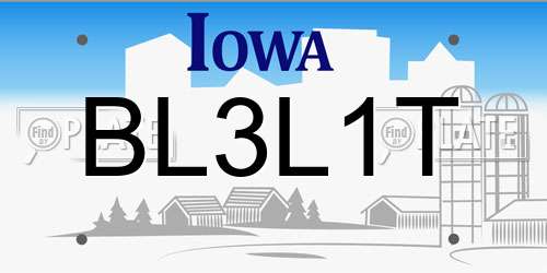 BL3L1T Iowa License Plate