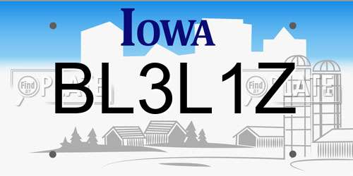BL3L1Z Iowa License Plate