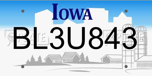 BL3U843 Iowa License Plate