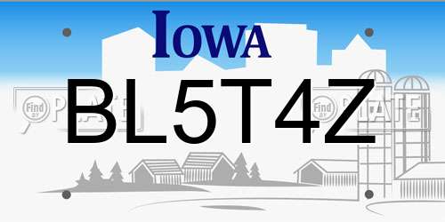 BL5T4Z Iowa License Plate
