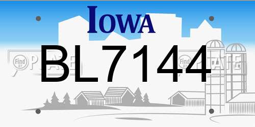 BL7144 Iowa License Plate
