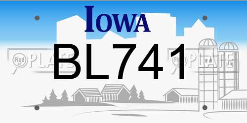 BL741 Iowa License Plate
