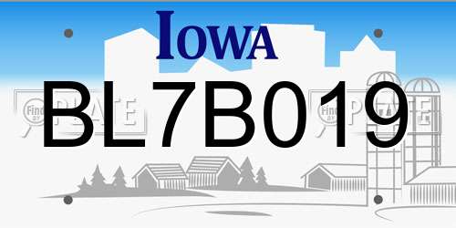 BL7B019 Iowa License Plate