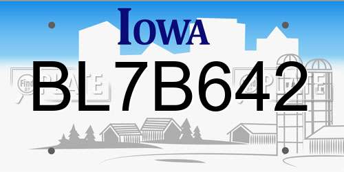 BL7B642 Iowa License Plate