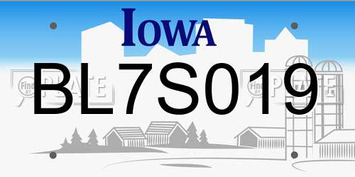 BL7S019 Iowa License Plate