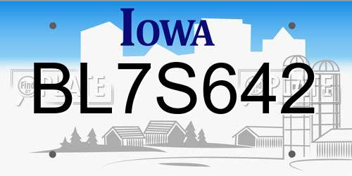 BL7S642 Iowa License Plate
