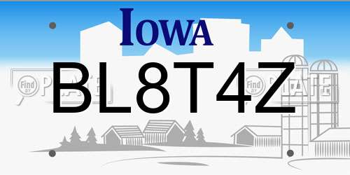 BL8T4Z Iowa License Plate