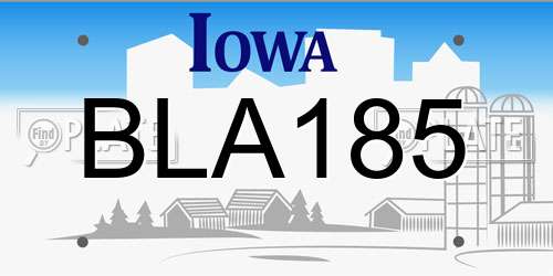 BLA185 Iowa License Plate