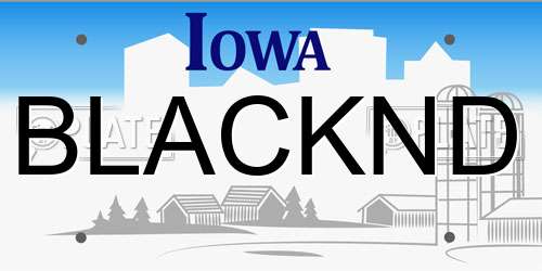 BLACKND Iowa License Plate