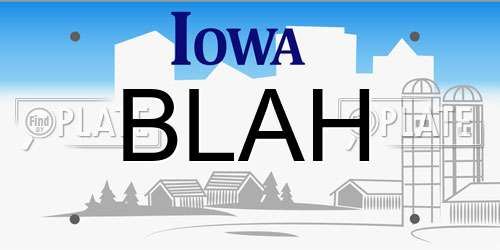 BLAH Iowa License Plate