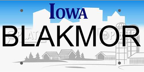 BLAKMOR Iowa License Plate