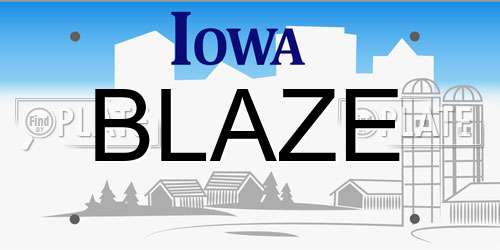 BLAZE Iowa License Plate