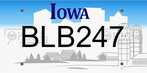 BLB247 Iowa License Plate