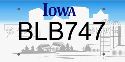 BLB747 Iowa License Plate