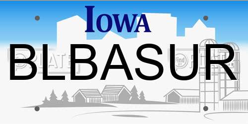 BLBASUR Iowa License Plate