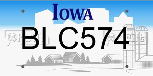 BLC574 Iowa License Plate