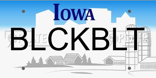 BLCKBLT Iowa License Plate