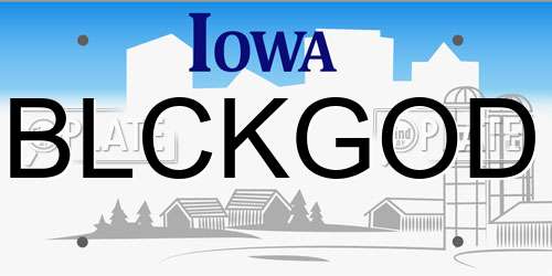 BLCKGOD Iowa License Plate