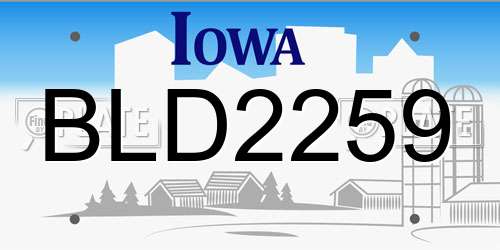 BLD2259 Iowa License Plate
