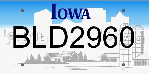 BLD2960 Iowa License Plate
