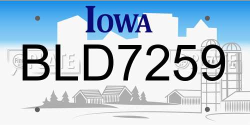 BLD7259 Iowa License Plate