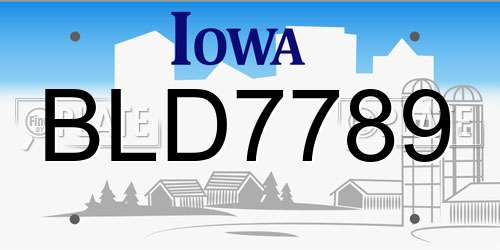 BLD7789 Iowa License Plate