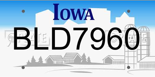 BLD7960 Iowa License Plate